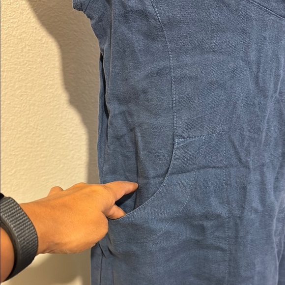 Mosaic 720 100% Linen Cowl Neck Midi Dress with Pockets - Picture 4 of 7